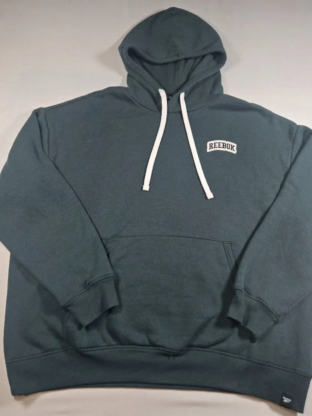 Reebok Pullover Hoodie Dark Teal Green Embroidered Logo Sweatshirt Size XL
